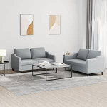 2-TLG. Sofagarnitur mit Kissen Diivan Wohnzimmer Sitzgruppe Wohnzimmer Diivan Set Sofas F&uuml;R Wohnzimmer Hellgrau Stoff - 3201802