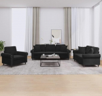 Xichuzi 3-TLG. Sofagarnitur mit Kissen Schwarz Samt, Loungesofa, Diivanid ja diivanid, Relaxsofa, Couch f&uuml;r Wohnzimmer - 3202195