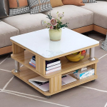 GHBXJX Modernne kohvilaud valge k&otilde;rgl&auml;ikega, hoiuruumi ja ratastega, kompaktne diivanilaud elutuppa, magamistuppa ja r&otilde;dule, paindlik k&uuml;ljelaud diivanile ja voodile, 50 x 50 x 55 cm, valge 3