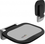 Heuffe Ultra Thin Ergonoomiline kokkupandav du&scaron;i iste seinale paigaldatud 180 kg raskekaaluline libisemiskindel vannitool eakatele ja puuetega inimestele mustana