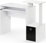 Furinno 12095WH/BK Econ Home Computer Desk with Shelves, White/Black