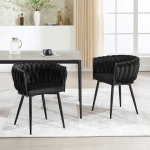 KHISCHMO Sametist s&ouml;&ouml;gitoolide komplekt, 2 k&auml;etoega k&auml;etugedega tooli, k&ouml;&ouml;gitoolid k&auml;sitsi kootud seljatoega, garderoobitool k&ouml;&ouml;ki, elutuppa, kontorisse, must