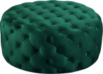 Luksuslik mugav pluusne jalatoe tool, v&auml;ike kaasaegne kohvilaud, &uuml;mmargune sametist Ottomani, voodipink elutuppa, vastuv&otilde;tutuppa, magamistuppa, roheline, 60 x 60 x 40 cm (24 x 24 x 16)