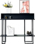 WXZXWXWXZX Konsolentisch Regal Schmal Console Table Flurtisch Beistelltisch Metallgestell f&uuml;r Eingang Flur Wohnzimmer Schlafzimmer(Nero,80cm/31.5in)