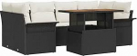 Rantry 7-teiliges Garten Sofa Set mit Kissen Schwarz Poly Rattan Akazie Gartenlounge Model3349284