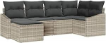 6-teilige Garten-Sofa-Set mit Kissen hellgrau Poly-Rattan Gartenlounge Model3346792