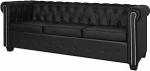 GuyAna Chesterfield diivan 3-kohaline kunstnahast must v&auml;ike diivan teismelise tuppa