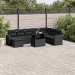 Garten-Sofagarnitur Ecksofa & Mittelsofa - Schwarz - PE-Rattan - 62x62x69 cm - f&uuml;r Terrasse und Innenhof Model3267465