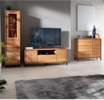 Elutoa m&ouml;&ouml;blikomplekt 3-osaline vitriinkomplekt Lowboard TV Board kapp Sideboard Modern Oak