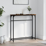 Natulvd Slim konsoollaud, 20cm s&uuml;gav sissep&auml;&auml;sulaud, diivanipoolne laud, puidust lauaplaat, metallist raam, elutuppa, esikusse, koridori (Rustic Brown)