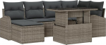 Rantry 7-teiliges Garten-Sofa-Set mit Kissen Grau Poly Rattan Gartenlounge Model3348675