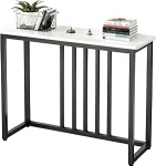 Eleganter und Schlichter Konsolentisch, Konsolentisch Schmal mit Robusten Metallbeinen, Minimalistischer Flur Aufbewahrungstisch f&uuml;r Wohnzimmer, Schlafzimmer oder B&uuml;ro(Black1,31.4x11.8x31.4in)