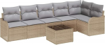 7-teiliges Garten Sofa Set mit Kissen Schwarz Poly Rattan, 2-Sitzer Garten Sofa mit Kissen Beige Poly Rattan Gartenlounge Model3345730