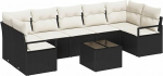 8-teiliges Garten Sofa Set mit Kissen Schwarz Poly Rattan, 2-Sitzer Garten Sofa mit Kissen Schwarz Poly Rattan Gartenlounge Model3346297