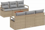 Gartensofa-Set mit Kissen 7 tk Beige Poly-Rattan Gartenm&ouml;bel Model3347651