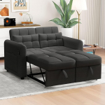 Schlafsofa Diivan Sofa mit Schlaffunktion, Bettsofa mit Gro&szlig;er Liegefl&auml;che von (LxB) 157x116 cm&verstellbarer R&uuml;ckenlehne&USB&Armlehnentaschen&Kissen, Ausziehsofa f&uuml;r Wohnzimmer, Schlafzimmer, Grau