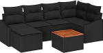 Gartensofa-Set mit Kissen 7 tk Schwarz Poly-Rattan Gartenm&ouml;bel Model3347856