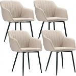 Goeurvant Dining Room Chairs Beige Set of 4 with Armrests, Kitchen Chairs, Upholstered Chairs, Dining Room, Beige, Polyester Seat for Dining Room, Living Room, Bedroom