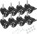 PATIKIL 1,5-tollised varrega rattad 8 Pack Wire Shelf Roll Wheels Thread Swivel Handle Wheels Wire Shelf for Trolley Trolley Wheels Furniture Replacement Black