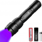 UltraFire UV LED taskulamp 395-405nm musta valguse zoomitav mini ultraviolettlamp koos 2600 mAh laetava aku ja laadijaga lemmikloomade uriiniplekkide, vaigude k&otilde;venemise jaoks.