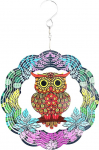 CENPEK Garden Metal 3D Owl Wind Chime Stainless Steel Rotating Wind Chime Hanging Garden Yard Art Decorations
