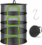 Coopache Drying Net Herbs Black, 4-Layer Herb Dryer Hanging with S-shaped Hooks, Zipper Plant Drying Rack, Mesh Drying Net for Plant, Meat, Flowers