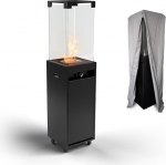 Planika - Faro - Patio heater gas black, 8kW portable and freestanding, propane heater for your garden and patio (Faro + cover)