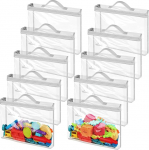 Kigift Pack of 10 Large Clear PVC Toy Storage Bags with Zipper, 33 x 31 x 8 cm, Waterproof and Reusable Toy Organizer