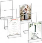 H&otilde;bedased kahepoolsed pildiraamid - pakett 6 - A6 akr&uuml;&uuml;lh&otilde;bedast lauanumbri hoidjad, l&auml;bipaistvad stendid m&auml;rkide jaoks, h&otilde;bedased raamid pulma lauanumbrite jaoks, men&uuml;&uuml; hoidja, pildiraam, pildiraam