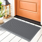 Fowooyeen Doormat, Silicone Dirt Trapper Mat, Outdoor and Indoor, Non-Slip, with Nubs, Washable, for Front Door and Entrance Area, Door Scraper, 43 x 76 cm, Grey