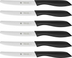 WMF Classic Line Breakfast Knife Set 6 Pieces, 23 cm, Serrated Bread Knife, Edge Bread Knife, Special Blade Steel, Plastic Handle, Black