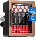 Klarstein Minik&uuml;lmik klaasukse ja LED-ga, minik&uuml;lmik tuppa, joogik&uuml;lmik, v&auml;ike 2 riiuliga, v&auml;ike k&uuml;lmik 60 l, sise- ja v&auml;lisk&uuml;lmik, vaikne ja ilmastikukindel, 3-10 &deg;C