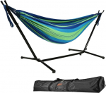 Goutime 2.6m Double Hammock koos alusega, 250kg kandev&otilde;ime, sisaldab kaasaskantavat kandekotti, sobib ideaalselt siseruumides, &otilde;ues, &otilde;ues, r&otilde;dul (sinine ja roheline)