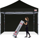 Mastercanopy 2,5 x 2,5 m Pop Up Gazebo Kokkupandav Gazebo Marquee Party Tent 4 k&uuml;lgseina / k&uuml;lgpaneelidega turu, aia, &otilde;ue jaoks, must