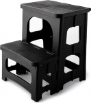 HuaCan Foldable 2 Step Stool Folding Stool with Carry Handle Non-Slip Footstool Weatherproof Patented Plastic 136 kg for Adults and Children in Kitchen, Home, Office and Outdoor Use