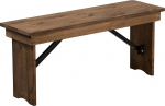 Flash Furniture Hercules 40" x 12" Solid Pine Folding Bench - Antique Finish