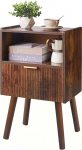 Aibiju Bedside Table, Modern Bedside Cabinet with Drawer, Mid-Century Bedside Tables with Open Shelf, 2-Tier Bedside Table for Bedroom, Rustic Brown YD-TM061H