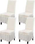 Eemaldatav Stretch tool katab seelik Hem komplekt 4 pestav - s&ouml;&ouml;gituba k&ouml;&ouml;k tooli Slipcovers valge
