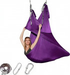 Aerial Swing Set for Home, Anti-Gravity Hammock koos karabiinide ja veebir&otilde;ngastega, pikendusrihm, kandev&otilde;ime 200 kg, Indoor Swing (lilla)