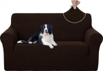 U-NICE HOME Loveseat Sofabezug, Stretch-Couchbezug, Sofa-Schonbezug, M&ouml;belschutz f&uuml;r 2 Kissen, Couch, Sofa, tierfreundlich (Zweisitzer, Schokolade)