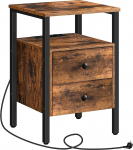 HOOBRO EBF43CBZ01G2 Laadimisjaamaga &ouml;&ouml;kapp, k&uuml;ljelaud, diivanilaud 2 sahtliga, kohvilaud USB pordiga elutuppa, magamistuppa, kaasaegne, 40 x 40 x 61 cm, Vintage