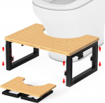 WC-tool Squat t&auml;iskasvanud kokkupandav WC-tool metallist jalg ja bambuspind reguleeritava k&otilde;rgusega bambusest vastupidav C-kujuline v&auml;ljaheide hemorroidide, k&otilde;hukinnisuse, k&otilde;hupuhitus, musta v&auml;rvi jaoks