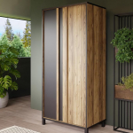 FORTE HAYATO garderoobikapp 90, kaasaegne kapp kahe ukse ja riiuliga, puitmaterjal, must alpi kuuse dekoratsiooniga, laius 89,5 cm, k&otilde;rgus 194 cm, s&uuml;gavus 58 cm.