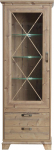 FORTE Nepal Bramberg kuusepuust vitriinkapp 1 klaasukse ja 2 sahtliga 75,6 x 209,2 x 45 cm