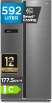Midea MDRS791MIC46 Side-by-Side k&uuml;lmkapp koos k&uuml;lmumisvastase ja WiFi, 592L, 177,5 cm k&otilde;rge, Inverter tehnoloogia, Multi-Air Flow & niiskuse reguleerimine, SuperCool & 37dB