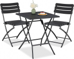 Relaxdays R&otilde;dum&ouml;&ouml;blikomplekt, 3 tk, 1 laud ja 2 tooli, kokkupandav, aiakomplekt puidust, terasest ja plastikust, must
