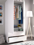 Dmora - Guardaroba Pisanino, Mobile appendiabiti per Camera da letto, Armadio a 2 ante battenti e 2 cassetti, 81 x 52 x 184 cm, Bianco