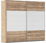 Rauch M&ouml;bel Barcelona garderoobikapp, l&uuml;kanduksega kapp, 2 ust, Sanremo tammepuust hele / valge, B x K x S 181 x 210 x 62 cm