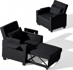 CLIPOP diivanvoodi, 3-in-1 magamistool voodifunktsiooniga, pikendatav diivan magamisfunktsiooniga koos USB-C, 3-tasandil reguleeritav seljatugi (105&deg;-160&deg;), panipaik ja joogihoidja (linik, must)