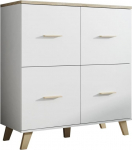 Mirjan24 Lotta II 110 4D Chest of Drawers in Scandinavian Style, Sideboard, Multi-Purpose Cabinet, Living Room Cabinet, Living Room (Brilliant White + Sonoma Oak)